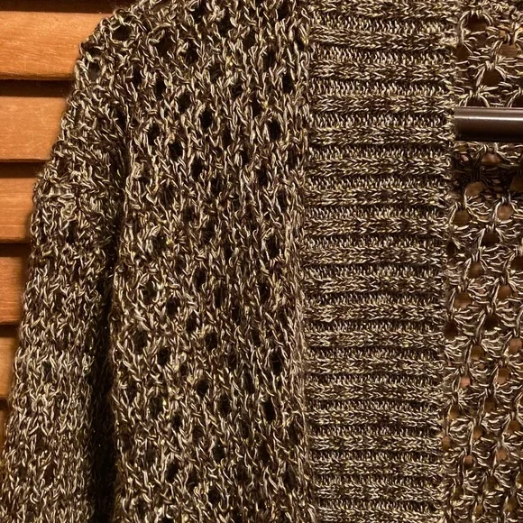 Marisa Christina Woman Brown & Beige Knit Shrug with Gold Glitter Sequins - Picture 9 of 12